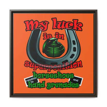 my luck - framed canvas art (orange)