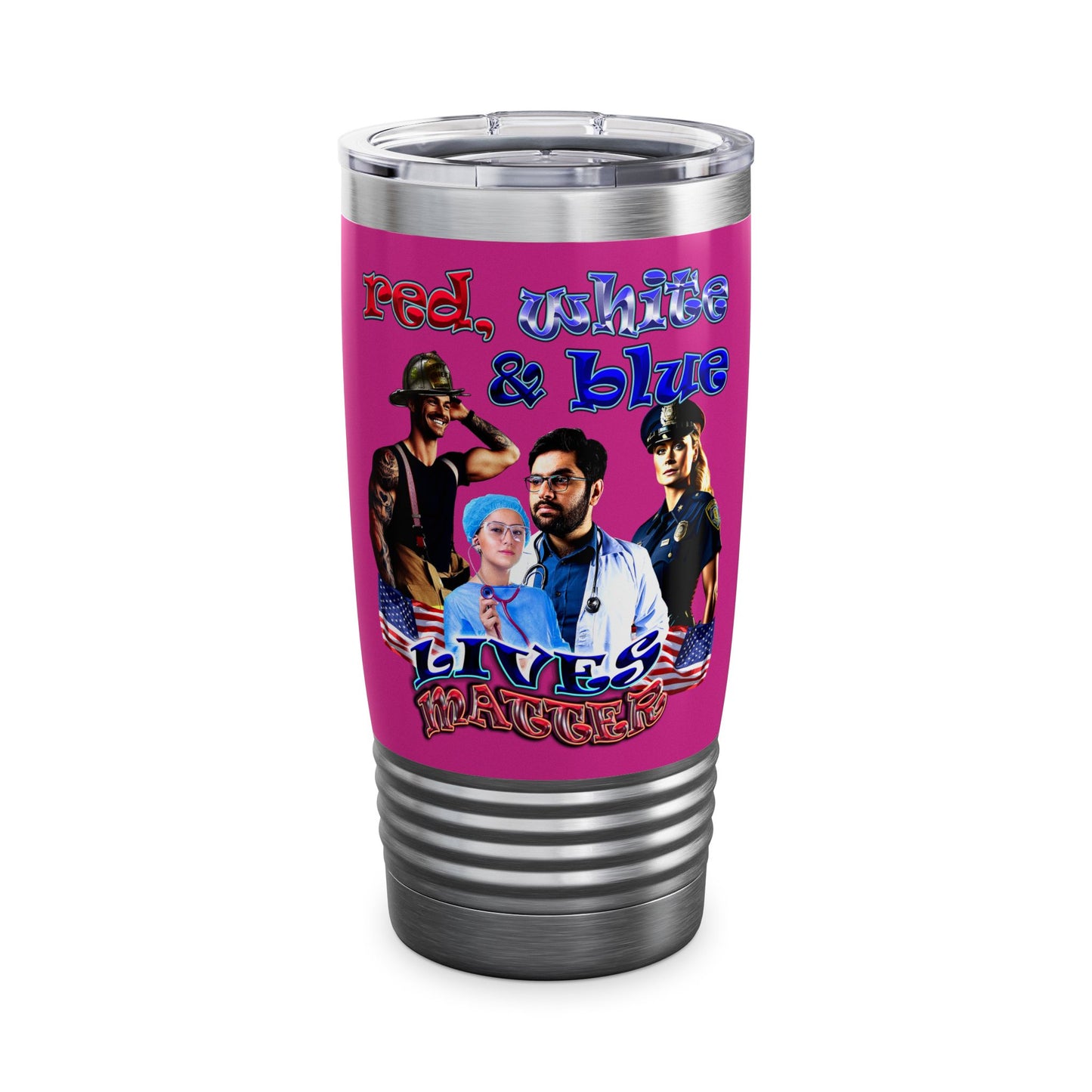 rw&b lives matter - Ringneck Tumbler, 20oz (pink)