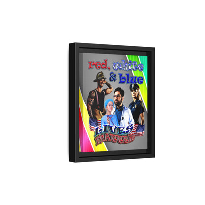 rw&b lives matter - framed canvas art (rainbow split)