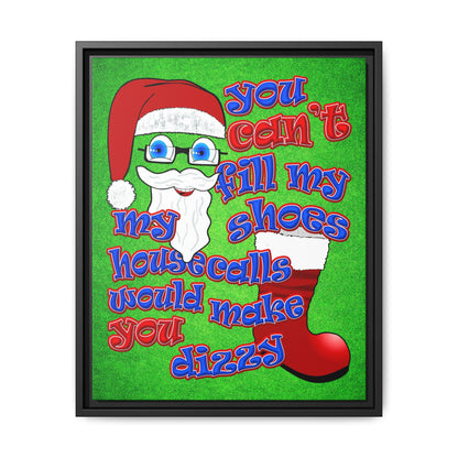 santa's shoes - framed canvas art (green turf)