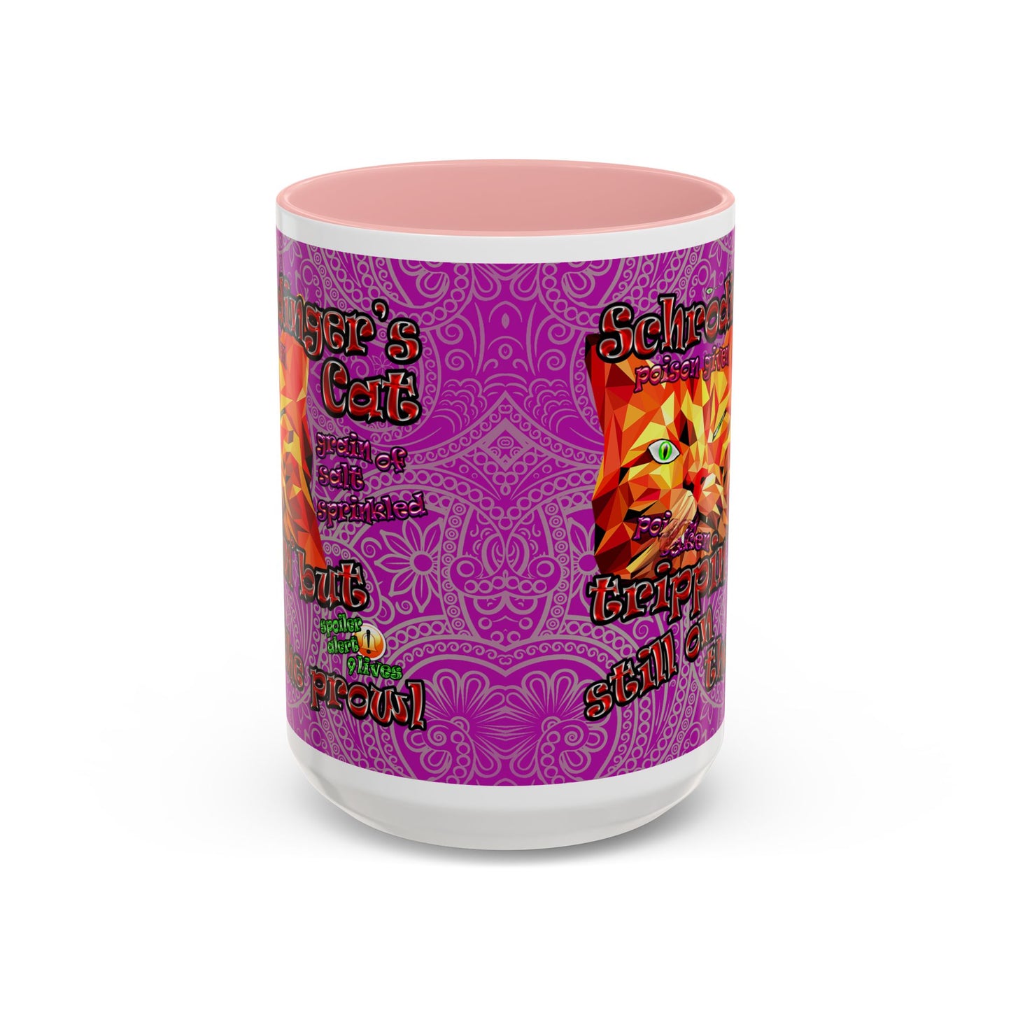 schrodinger's cat - Accent Mug (pink swirl)