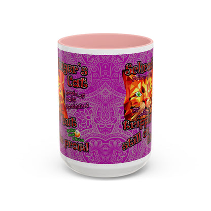 schrodinger's cat - Accent Mug (pink swirl)