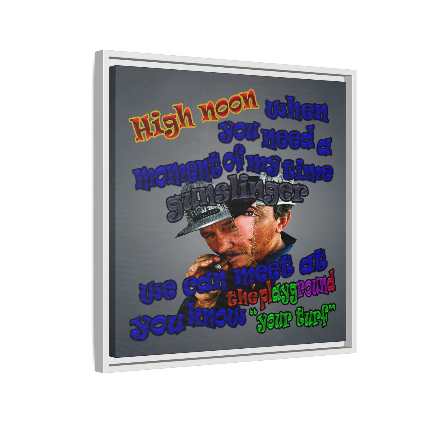high noon - framed canvas art (grey-light grey)