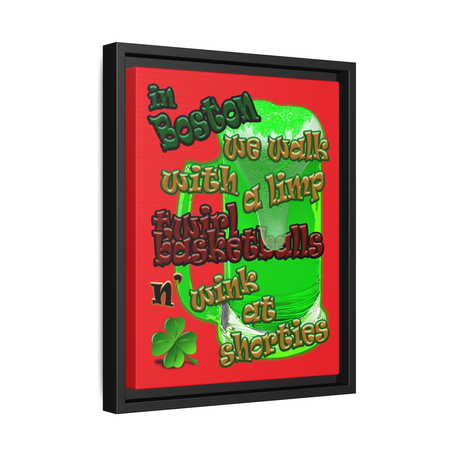 celtics logo - framed canvas art (red)
