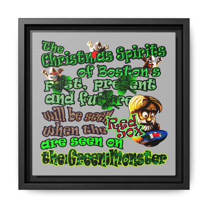 christmas spirits of boston - framed canvas art (light grey)