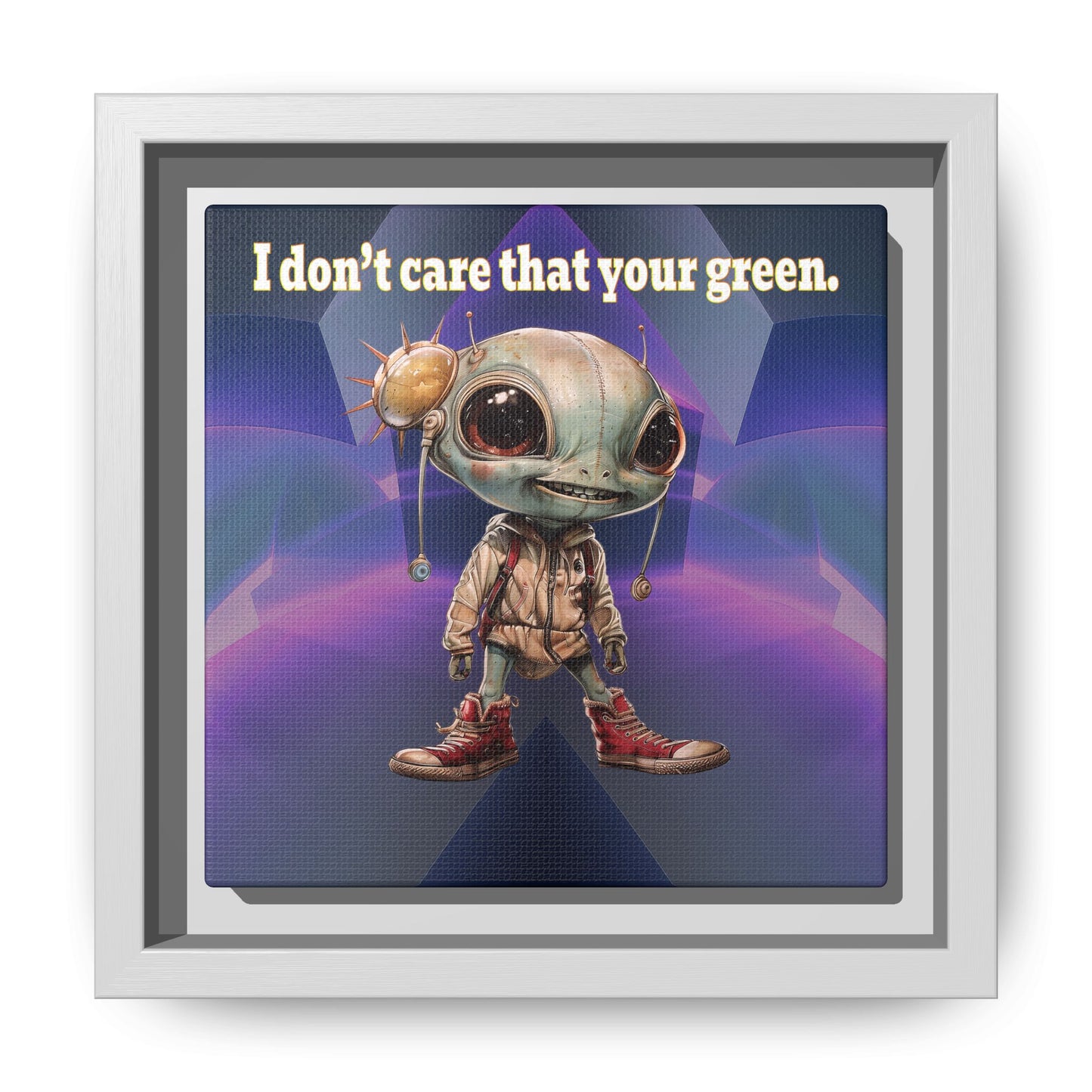 I don't care that your green - framed canvas art (grey-pink wave)