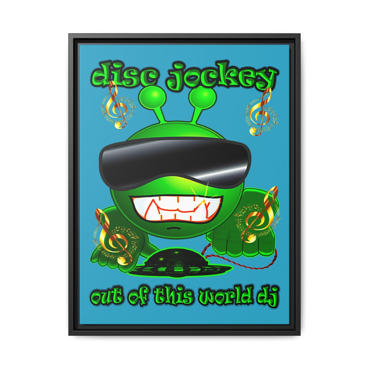 disc jockey - framed canvas art (turquoise)