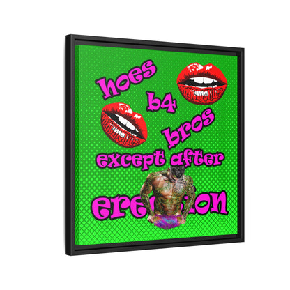 hoes b4 bros - framed canvas art (logo green)