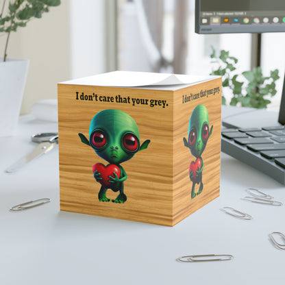 I don't care that your grey - note cube (butterscotch wood finish)