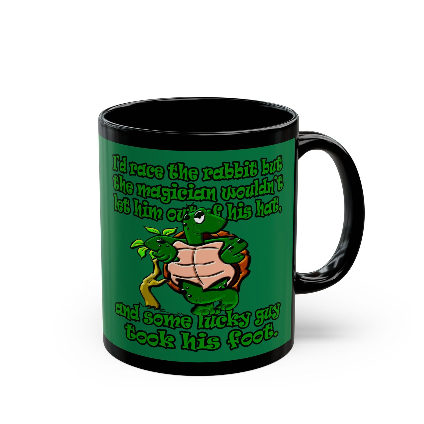 turtle race - Black Mug (dark green)