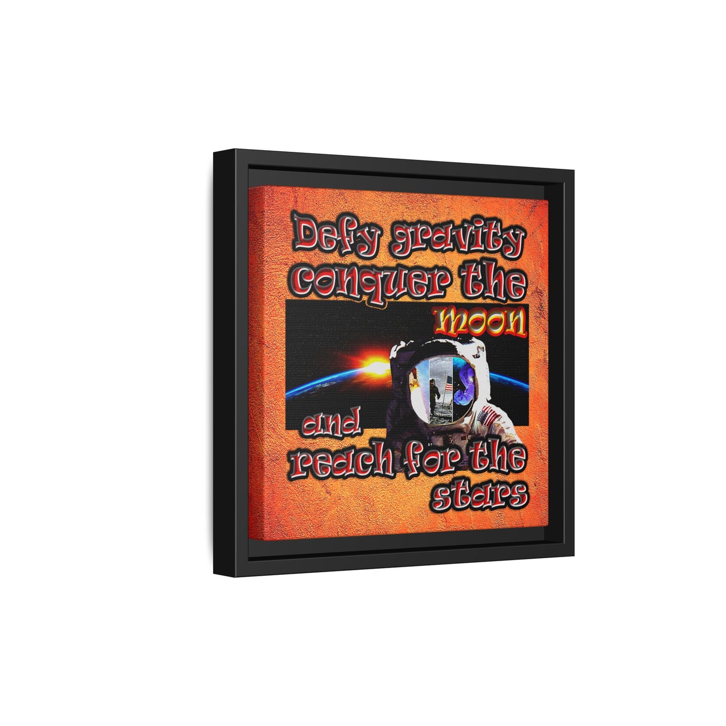 defy conquer reach - framed canvas art (burnt orange)