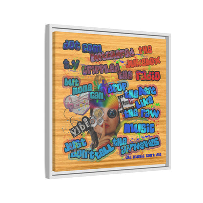 drop the beat - framed canvas art (butterscotch wood finish)