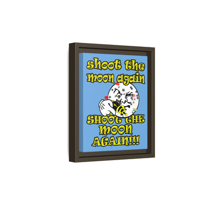 shoot the moon again - framed canvas art (light blue)