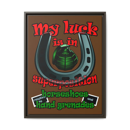 my luck - framed canvas art (brown)