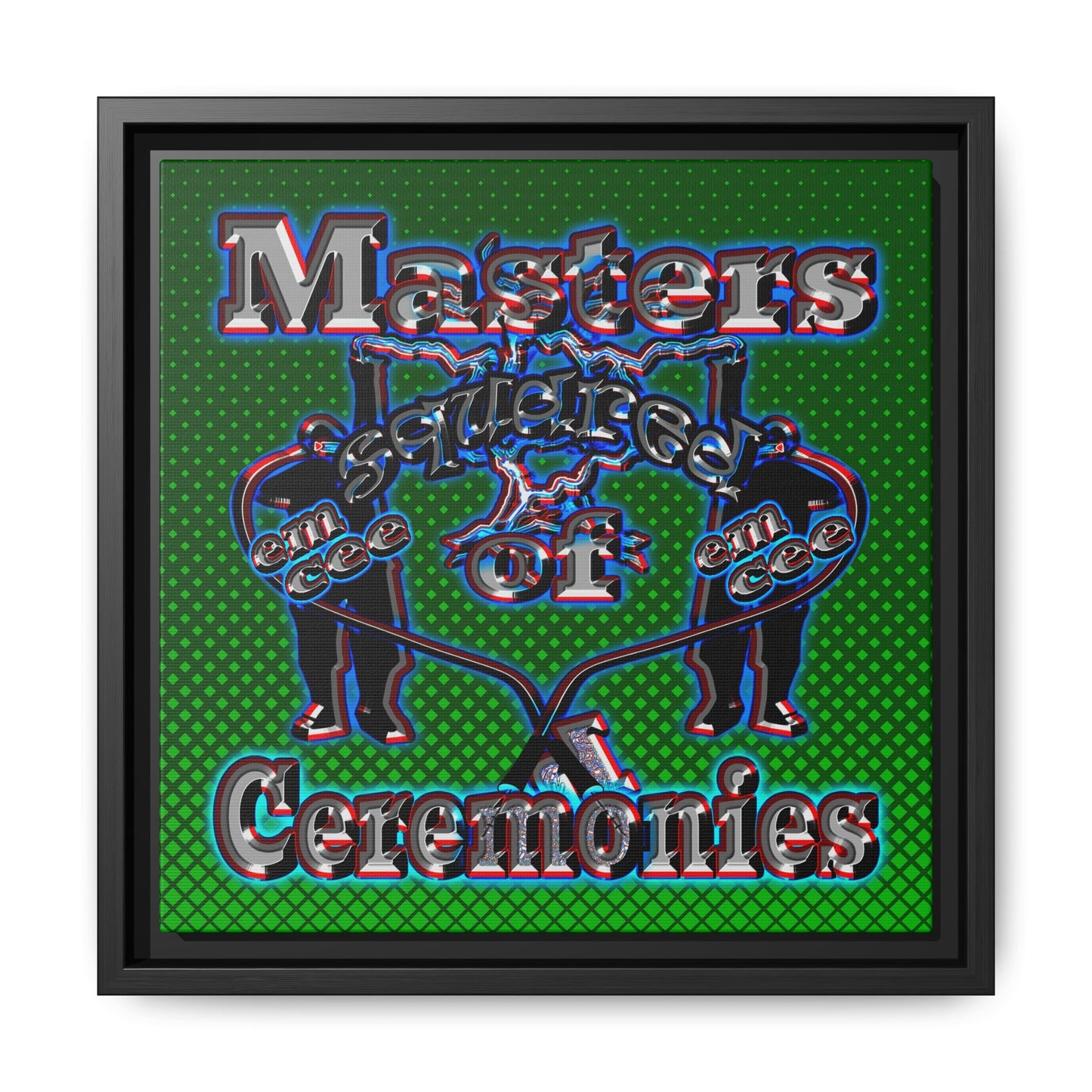 em cee squared - framed canvas art (logo green)