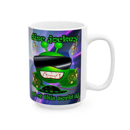 disc jockey - White Mug (grey-pink wave)