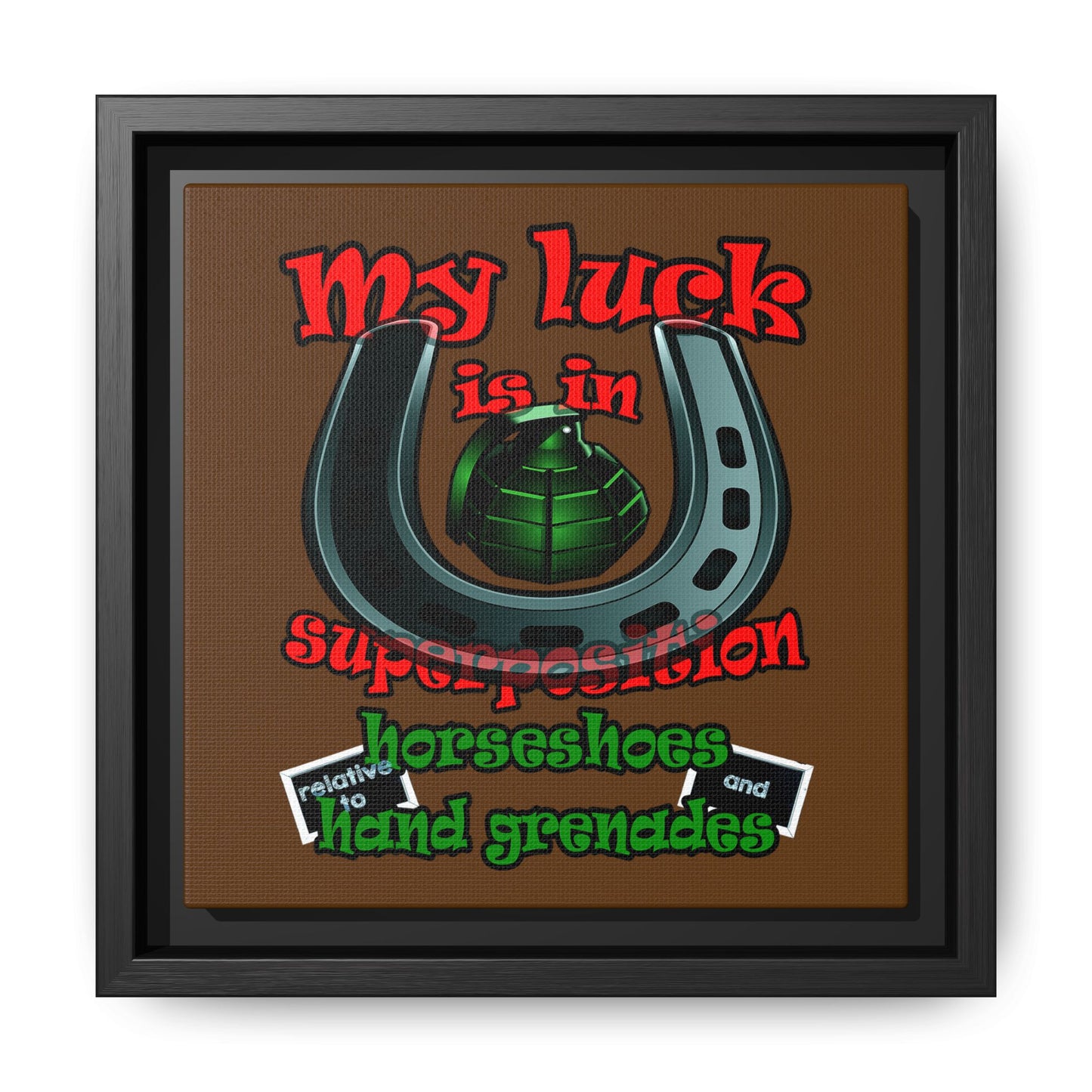 my luck - framed canvas art (brown)