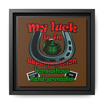 my luck - framed canvas art (brown)