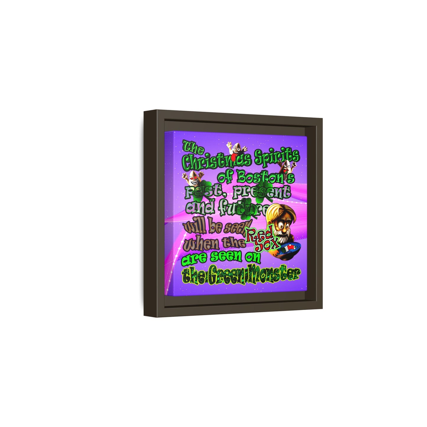 christmas spirits of boston - framed canvas art (purple-pink wave)