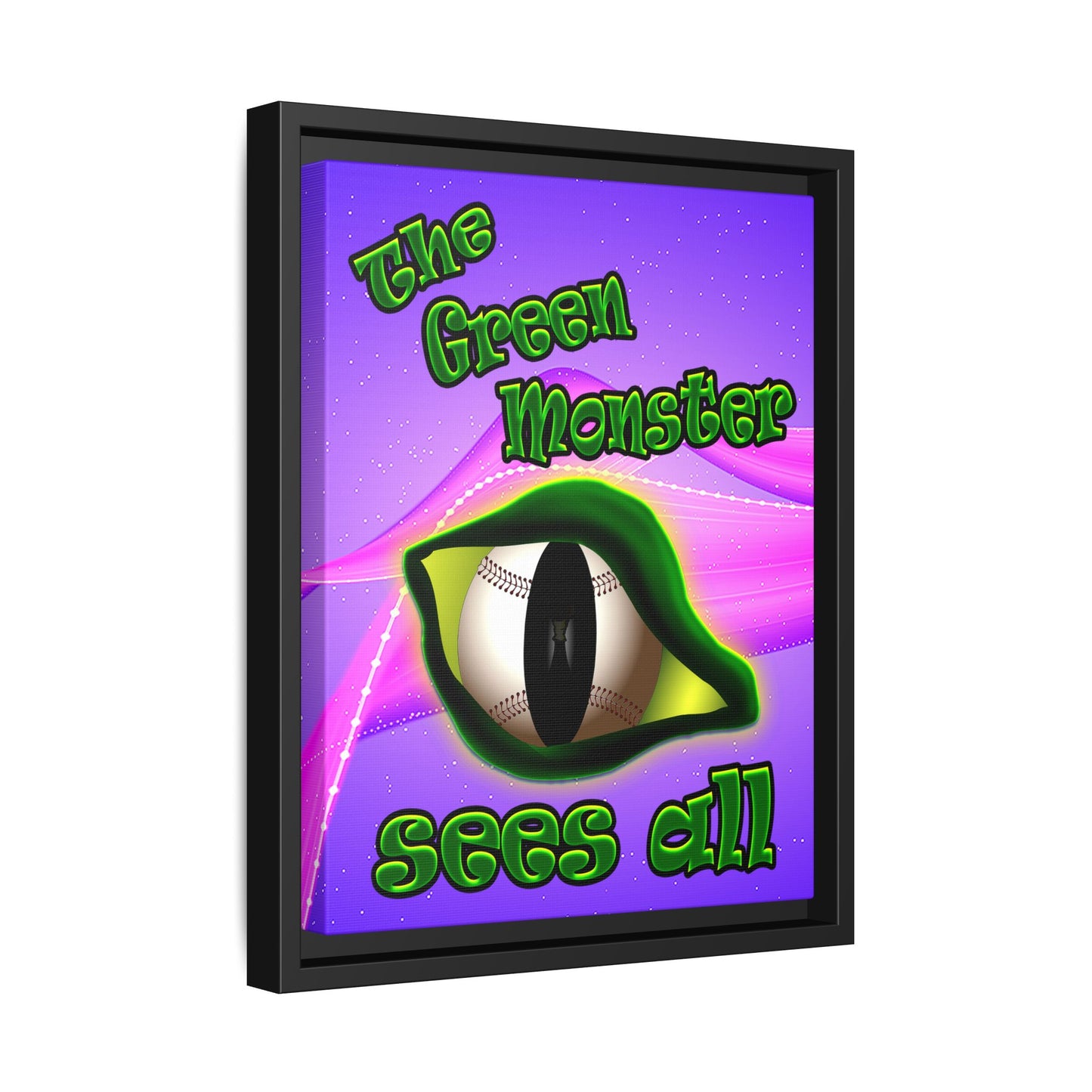 green monster - framed canvas art (purple-pink wave)