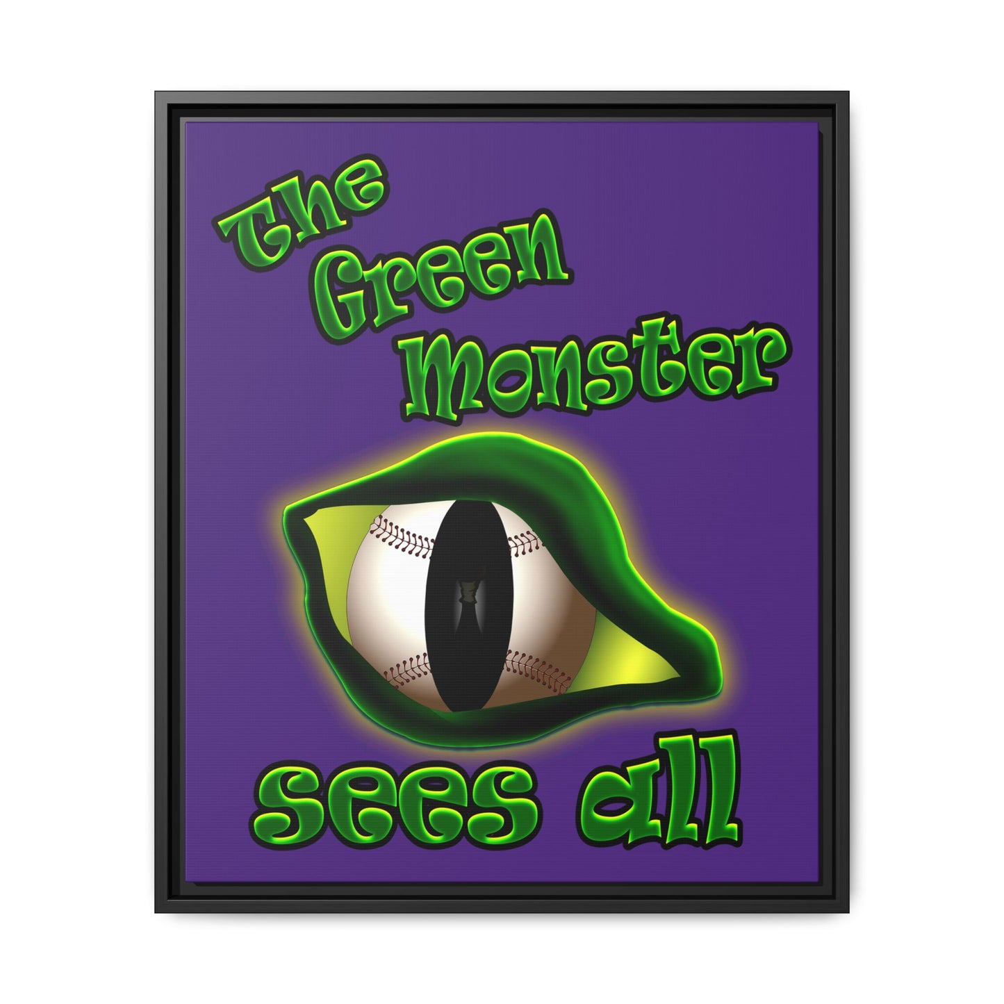 green monster - framed canvas art (purple)