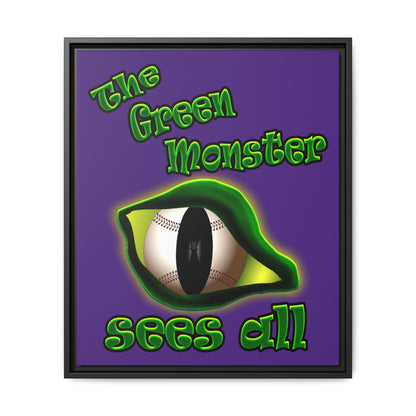 green monster - framed canvas art (purple)