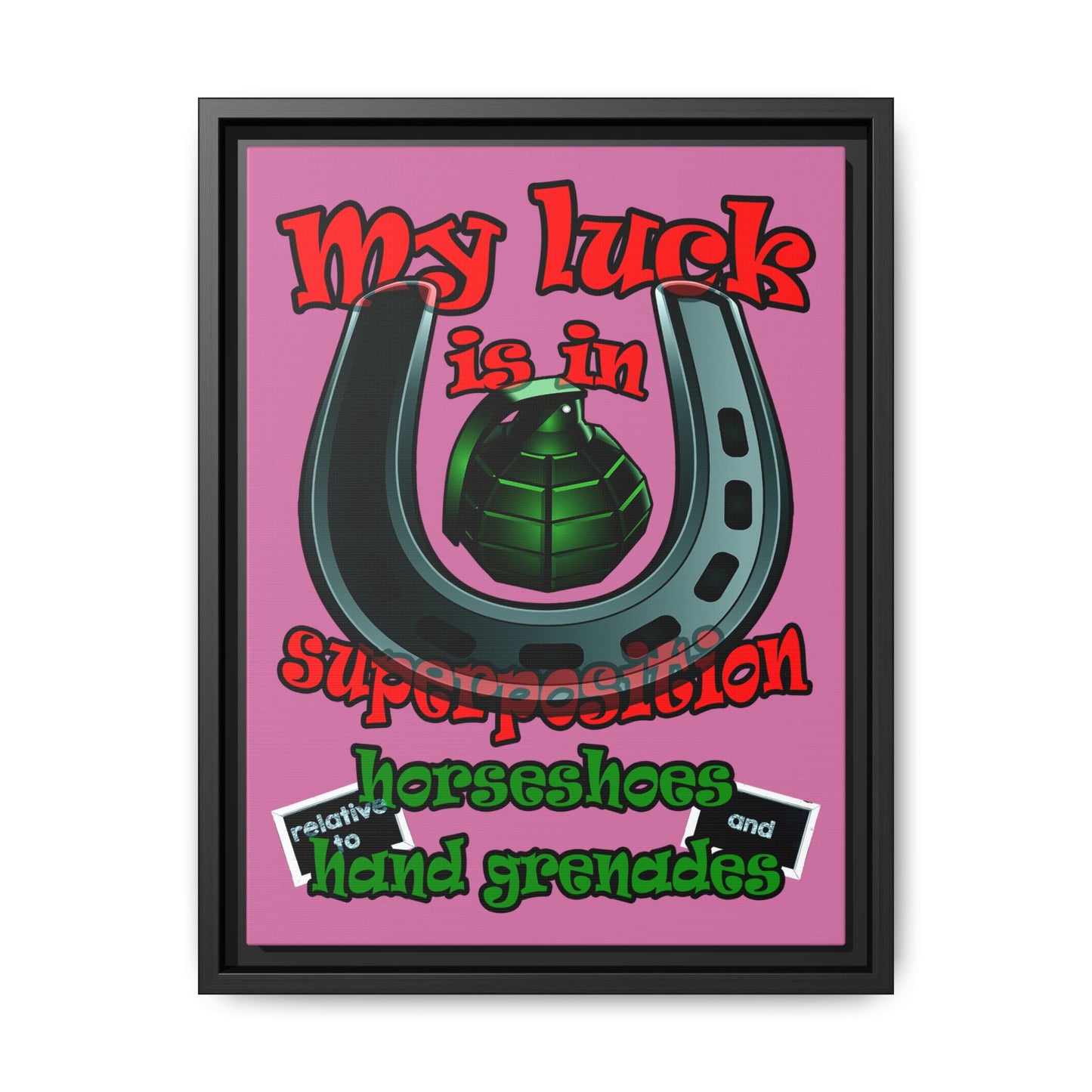 my luck - framed canvas art (light pink)