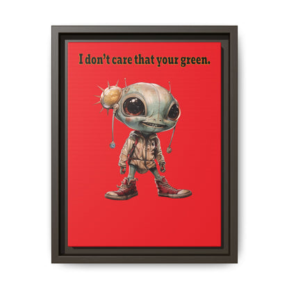 I don't care that your green - framed canvas art (red)