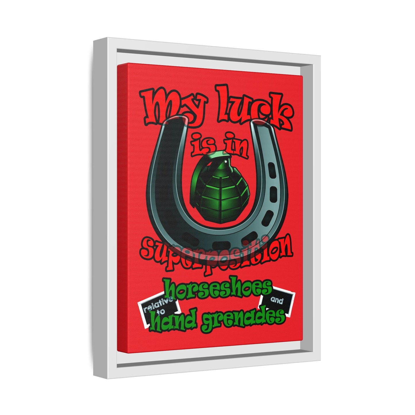 my luck - framed canvas art (red)
