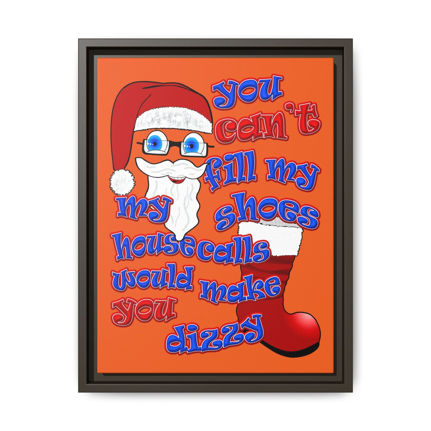 santa's shoes - framed canvas art (orange)