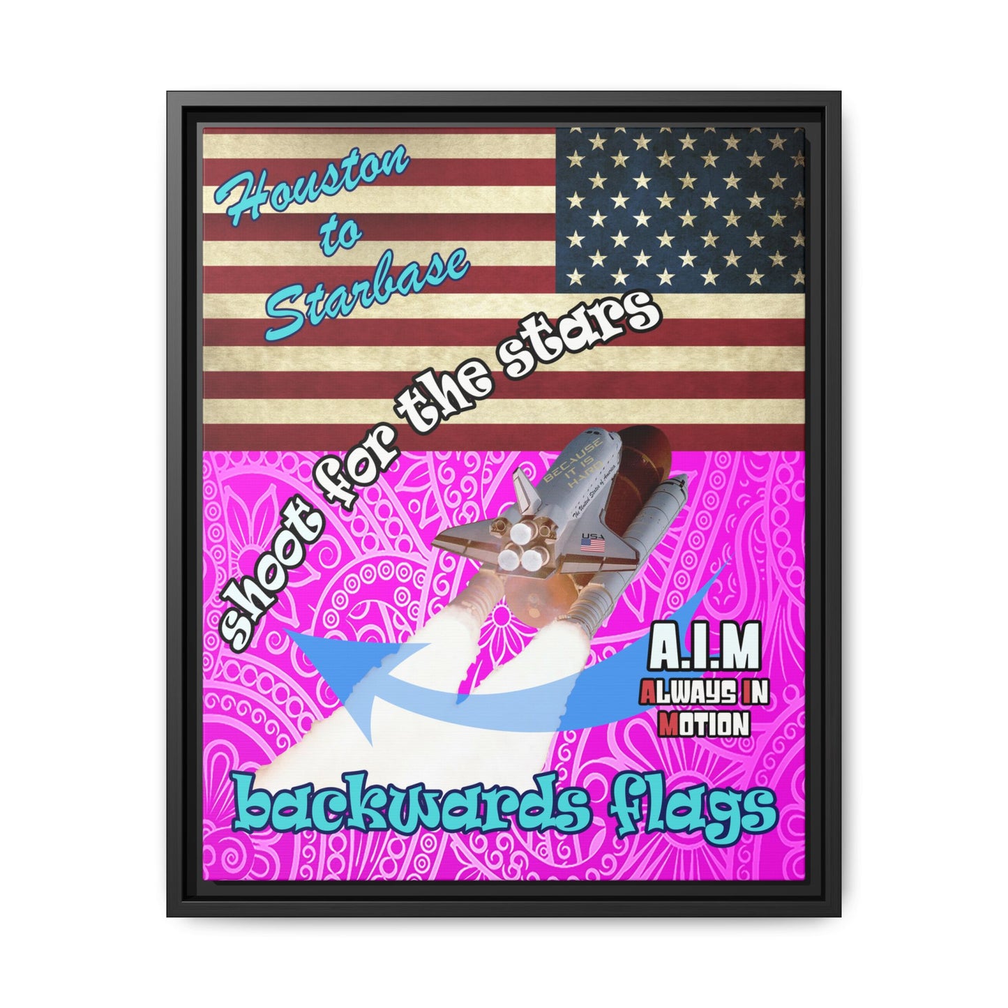 shoot for the stars - framed canvas art (pink swirl)