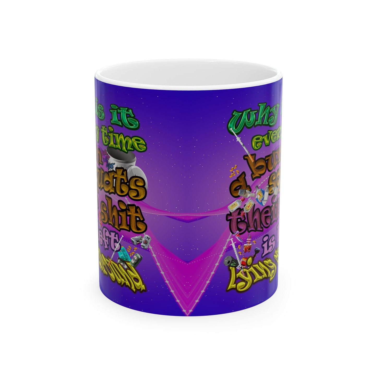the bum's shit - White Mug (purple-pink wave)