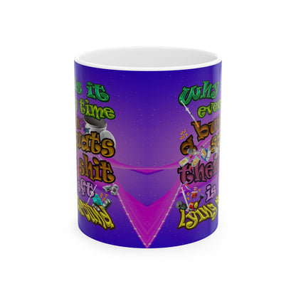 the bum's shit - White Mug (purple-pink wave)