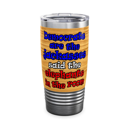 donkeys and elephants - Ringneck Tumbler, 20oz (butterscotch wood finish)