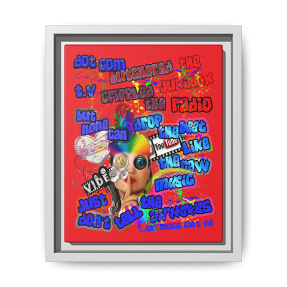 drop the beat - framed canvas art (red)