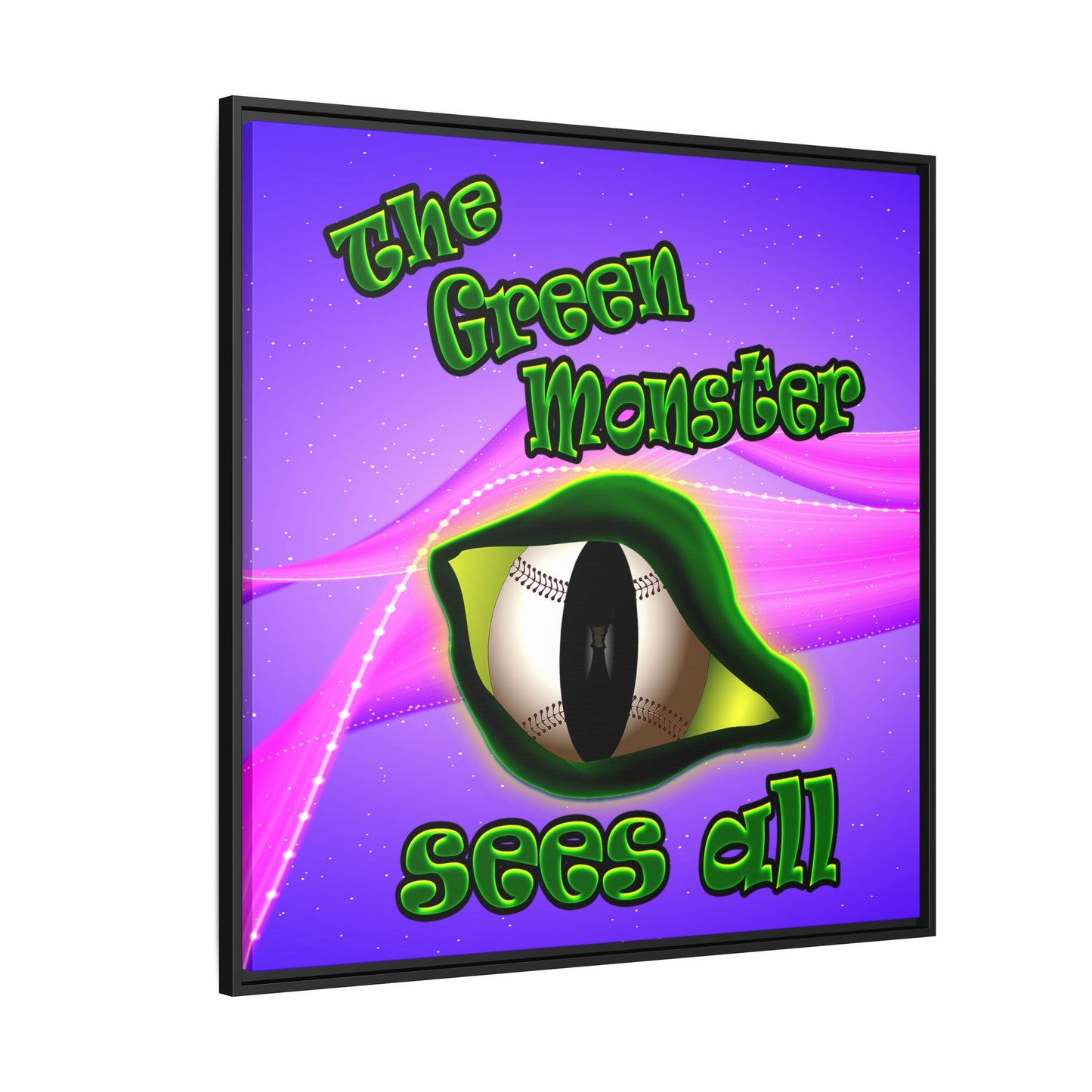 green monster - framed canvas art (purple-pink wave)
