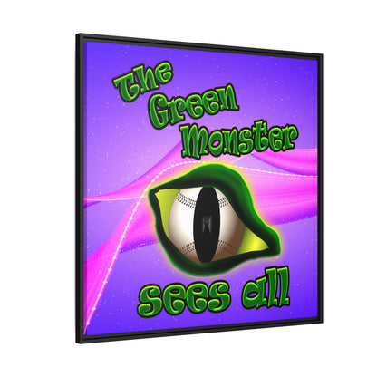 green monster - framed canvas art (purple-pink wave)