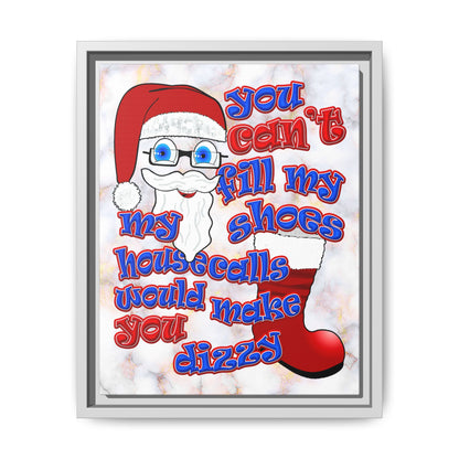 santa's shoes - framed canvas art (white marble)