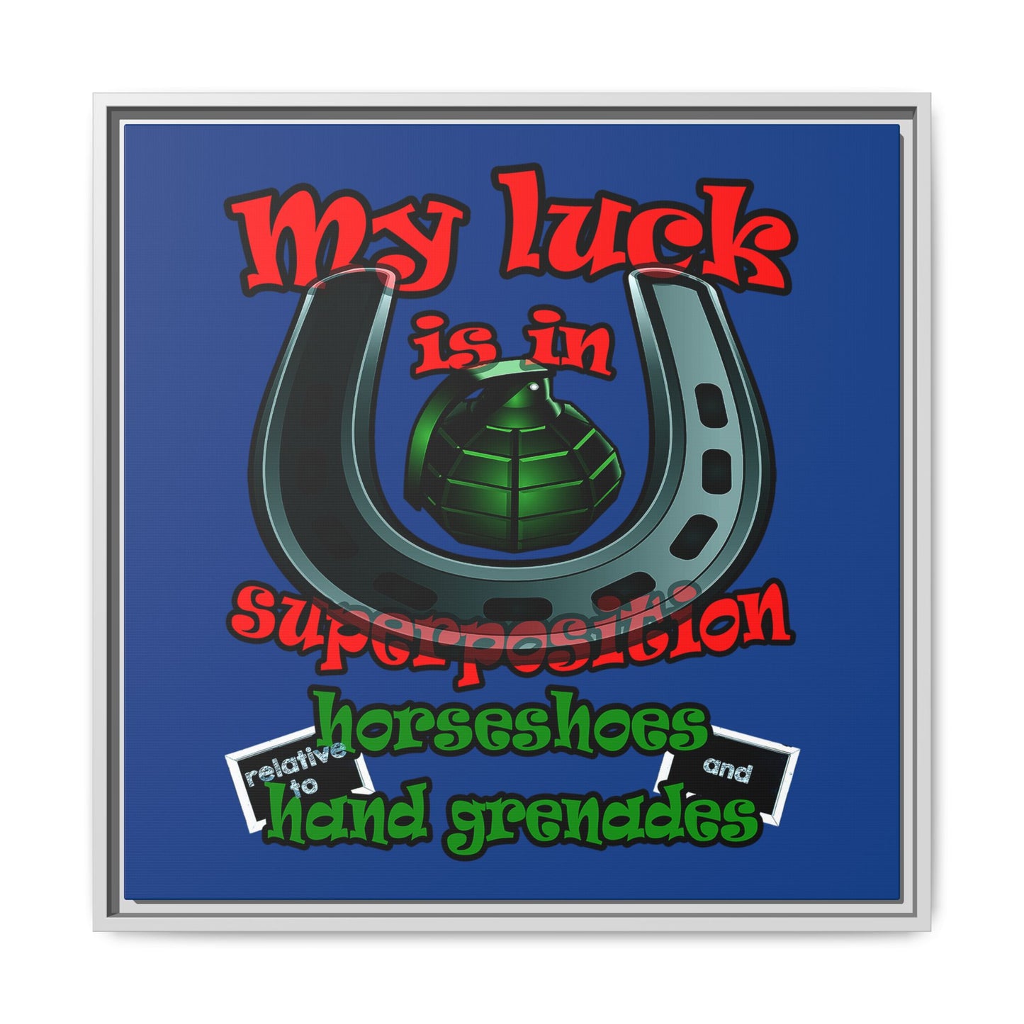 my luck - framed canvas art (dark blue)