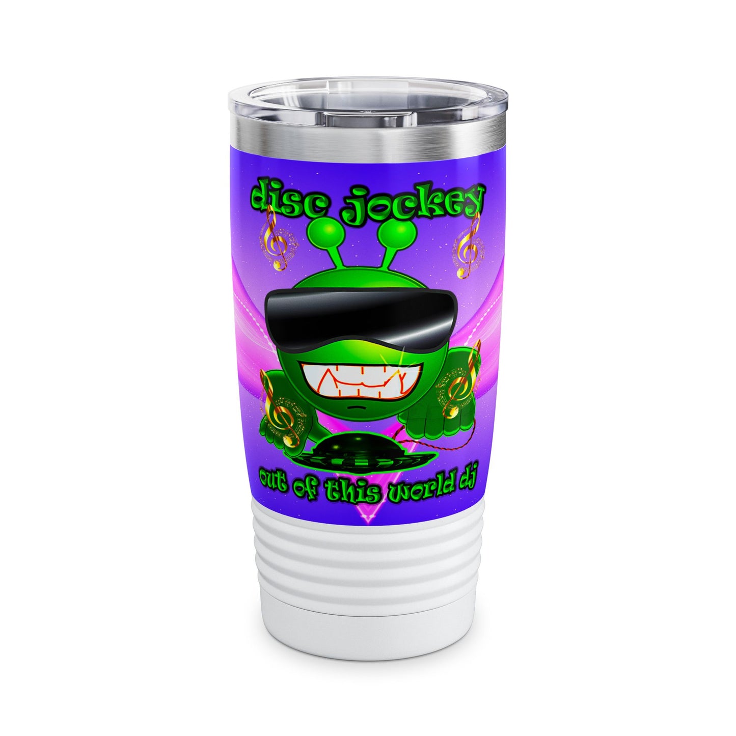 disc jockey - Ringneck Tumbler, 20oz (purple-pink wave)