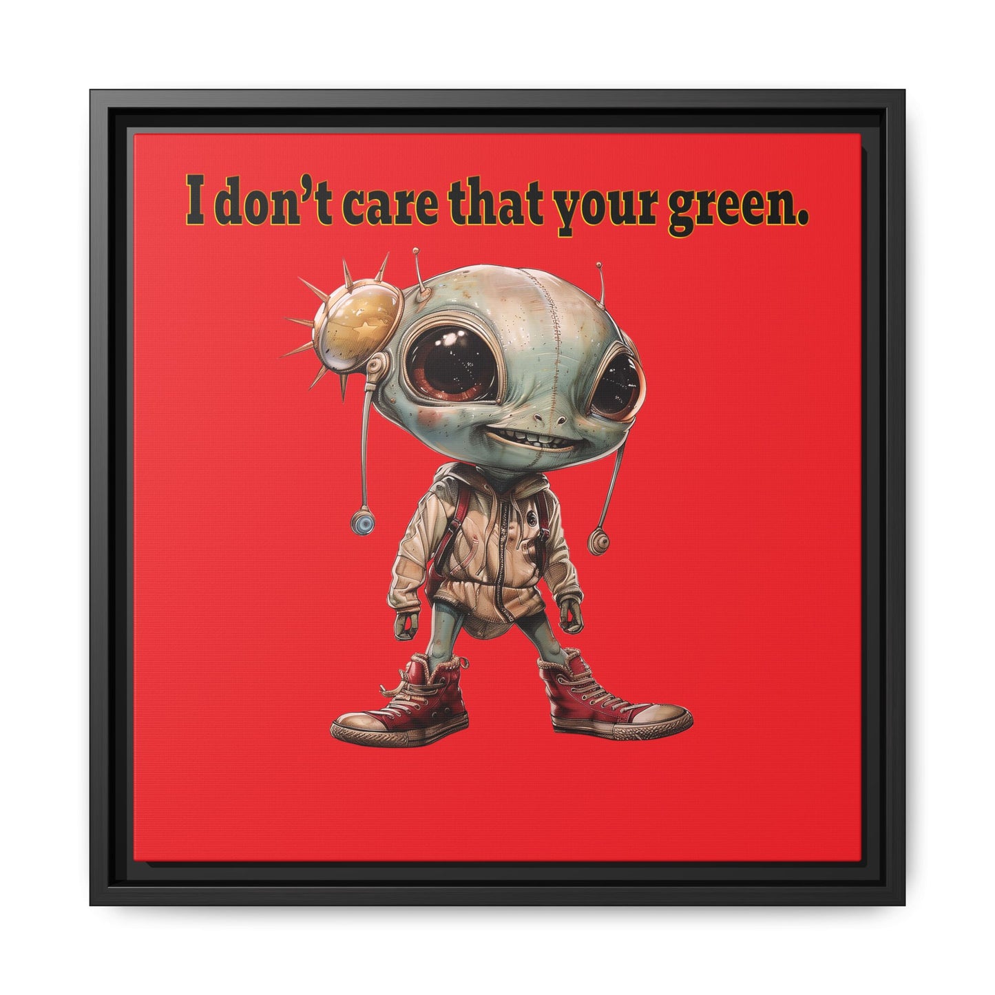 I don't care that your green - framed canvas art (red)