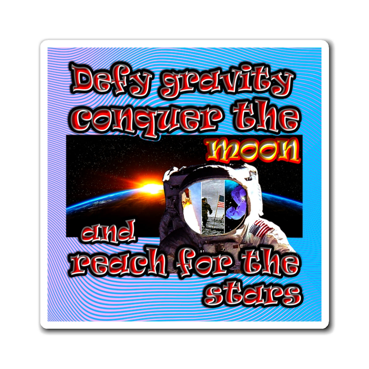 defy conquer reach - Magnets - (light blue-purple wave)