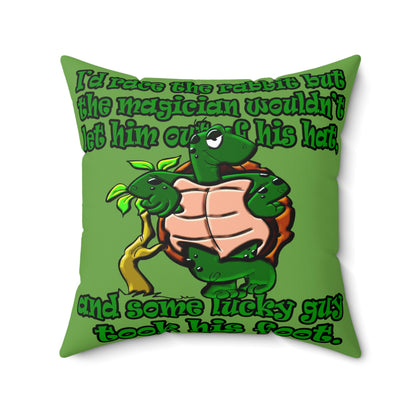 turtle race - Spun Polyester Square Pillow - (green)
