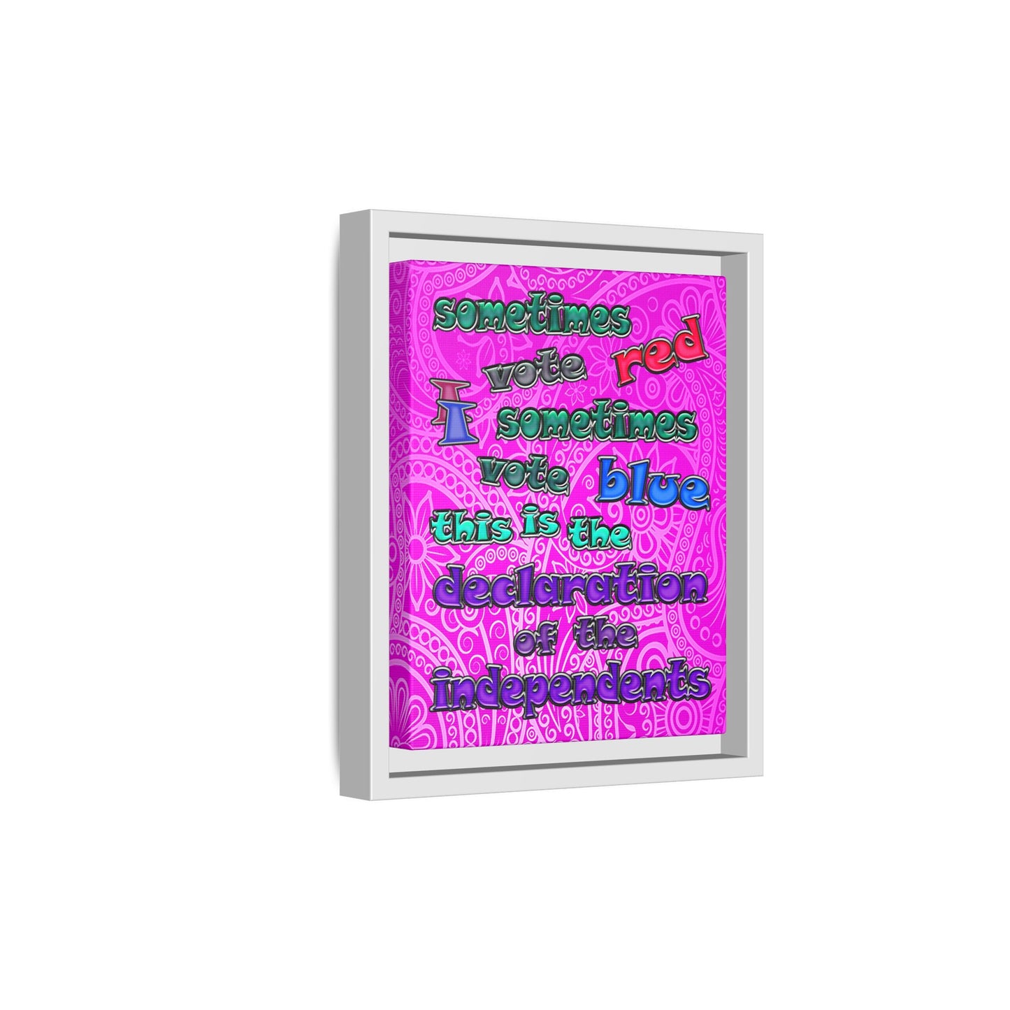 declaration of the independents - framed canvas art (pink swirl)