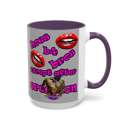 hoes b4 bros - Accent Mug (light grey)