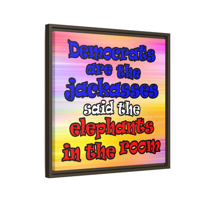 donkeys and elephants - framed canvas art (color blur)