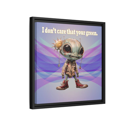 I don't care that your green - framed canvas art (light blue-pink wave)