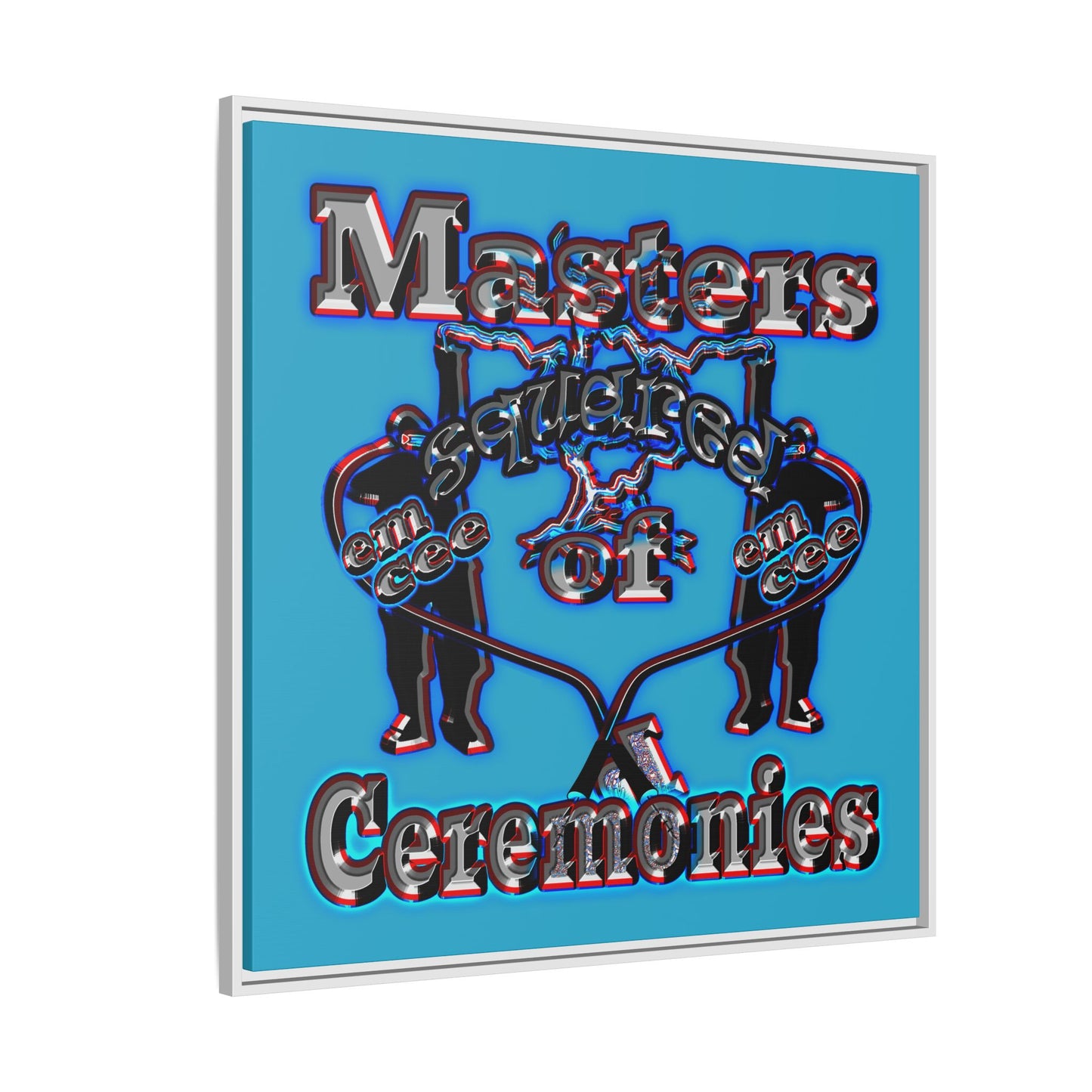 em cee squared - framed canvas art (turquoise)