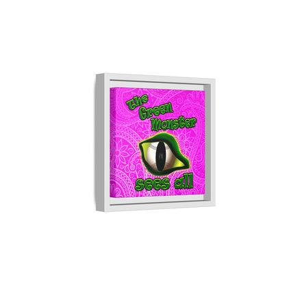 green monster - framed canvas art (pink swirl)