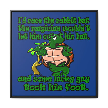 turtle race - framed canvas art (dark blue)